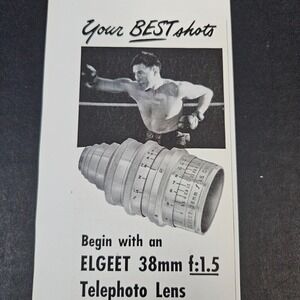 1951 Elgeet Optical Company Telephoto Lens Vintage Print Ad Boxer Tommy Loughran
